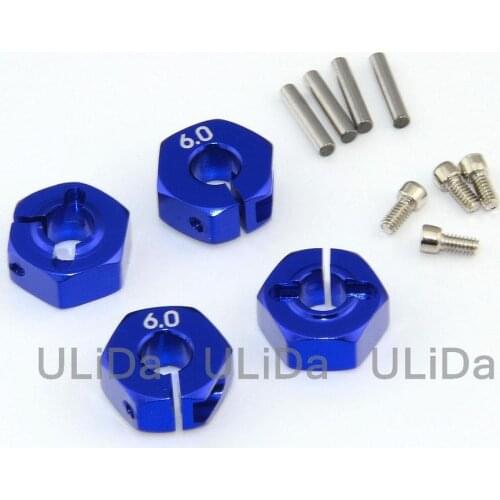 RC Aluminum 6.0 Wheel Hex 12mm Drive With Pins&Screws HSP HPI Tamiya Car Red Blue