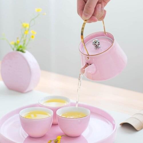 Handmade Pink Cute Teapot Creative Kitchen Gift Box Small Water Jug Container Teapot Ceramic Teaware Theepot Tea Infuser Ed50cf