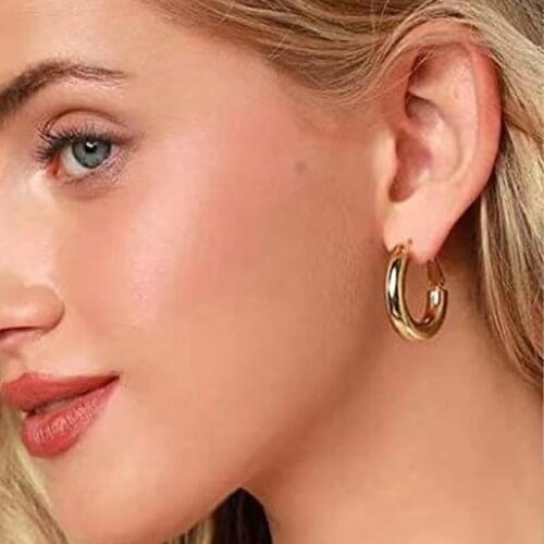 ZHOUYANG Chunky Hoop Earrings 2021 Trend For Women Gold Color Jewelry Girls Gift Accessories Hoops Big Ring Wholesale KAE162
