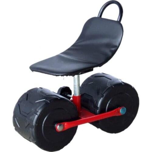 Firm iron Garden cart tool Planting picking stool Comfortable PU sponge seat Pad Moving chair with wheels Supplies