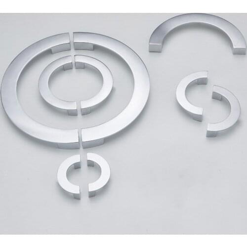 Light Silver Semi-Circle Cabinet Handles Chrome Large Round Wardrobe Knobs Drawer Pull Handle Zinc Alloy Furniture Hardware