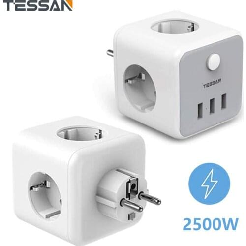 TESSAN Power Strip USB Socket with 3 AC Outlets and 3 USB Ports Electrical Charger with On Off Switch EU Adaptor for Home Office