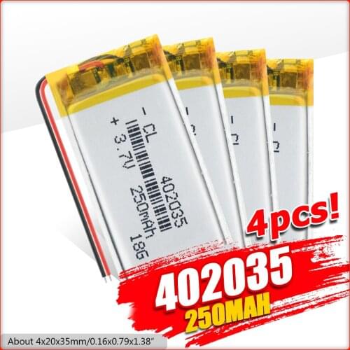 High Quality 3.7V 402035 Lipo Lithium Polymer Batteries 250mAh Li Ion Battery Replacement For Bt Headset Toys MP3 GPS DVD