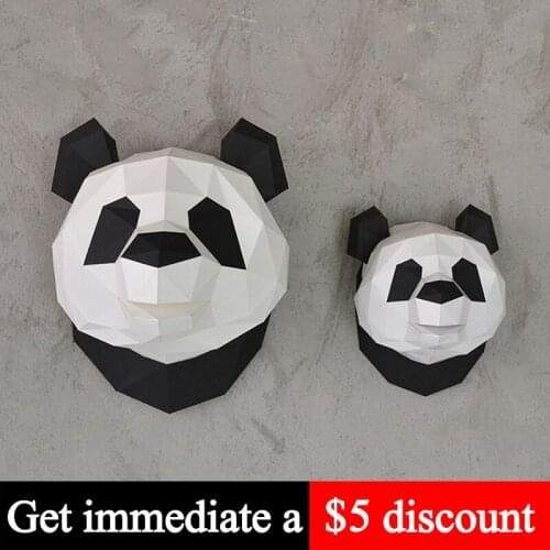 Pre-cut Panda Animal Paper Model Wall Decor 3D Decoration,Low Poly Papercraft,Handmade DIY Adult Origami Craft Toy RTY127