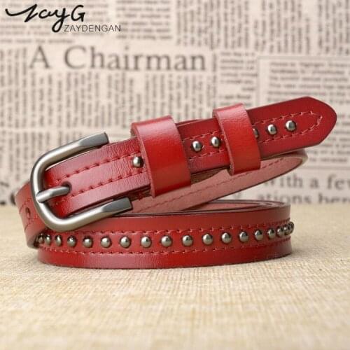 ZAYG New Women Waistband Rivets Belt For Women Fashion Black Pin Buckle Women Leather Belt for Jeans Dresses Ladies Waist Belt