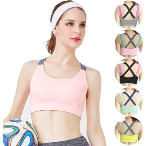 Lovely Push Up Sports Bra XL For Women Cross Straps Wireless Padded Comfy Gym Bra Yoga Underwear Active Wear Workout Fitness Top
