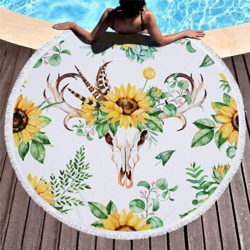 Women Large Bath Towel For Beach Thick Round Dreamcatcher Printed Beach Towel Fabric Quick Compressed Towel Tapestry Yoga Mat