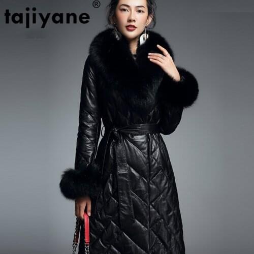 Coat Winter Autumn Women Clothes 2021 Fox Fur Collar Real Genuine Leather Jacket Korean Vintage Sheepskin Down Coat Tops ZT4989