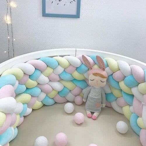 1.5-2.2m 4 Knots Soft Newborn Baby Bed Bumper Infant Bed Crib Protection Kid Baby Bedding Accessories Pillow Toddler Crib Bumper