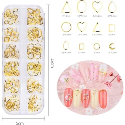 1Box Beauty Crystal Shiny 3D Nail Art Metal Decor Charms Mini Small Moon Star Circle Nails Art DIY Nail Decorations