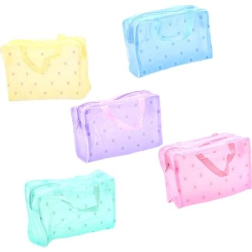 1PC Waterproof Transparent Cosmetic Bag Women Floral PVC Travel Toiletry Bathing Storage Bag Make Up Organizer Bag 5 Colors