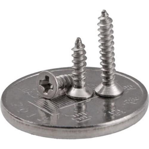 100pcs M1 M1.2 M1.4 Mini 304 stainless steel Phillips countersunk head tapping screw flat head screws bolt 3mm-8mm Length