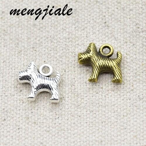 18Pcs Antique Silver Tone Dog Pet Charm Dog Charm dog pendant for Jewelry Pet Accessories Making 13*12.5mm