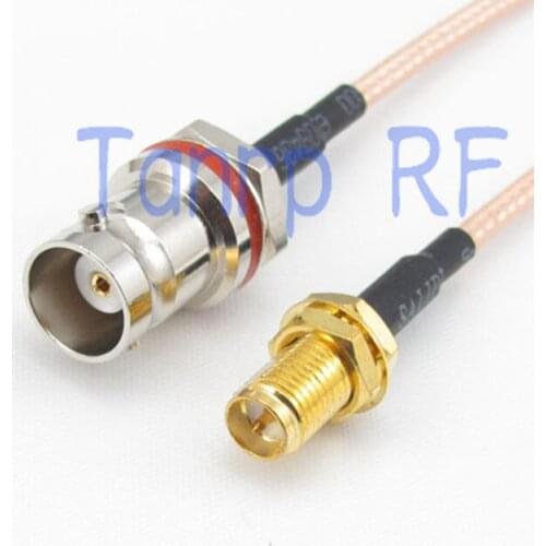 2PCS 20CM Pigtail coaxial jumper cable RG316 extension 8inch mini BNC female nut bulkhead to RP SMA female RF adapter connector