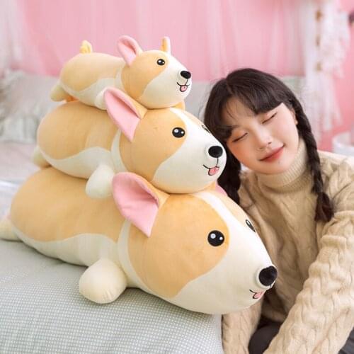 40-80cm Cute Cartoon Corgi Dogs Plush Toys Stuffed Soft Lovely Animals Pillow Dolls For Kids Girls Birthday Gifts