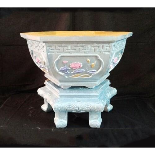 65cm/25.9in Traditional FengShui Lotus Pine Tree ABS Buckles Interlock Easy USe Reusable Flower Pot Mold Tool Planter Stand Legs