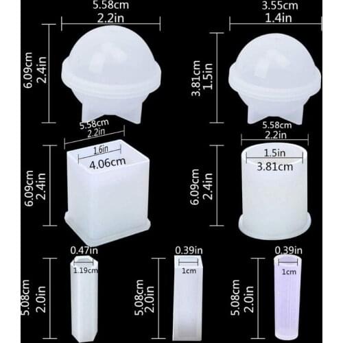 7Pcs/Set Crystal Epoxy Resin Mold 3D Spherical Cylinder Pendant Casting Silicone Mould DIY Crafts Jewelry Making Tools