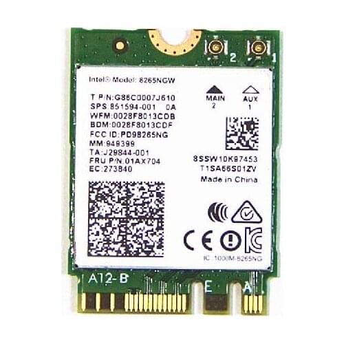 Wireless Adapter Card for Wlan Intel 8265NGW AC 8265 NGFF 802.11ac 867Mbps 2x2 WIFI 802.11ac Wi-Fi Bluetooth 4.2 hp 851954-001