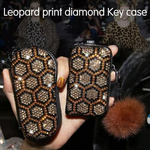 Leopard crystal diamond driver license card holder diamante rhinestone key case for Car styling Decorate Car key