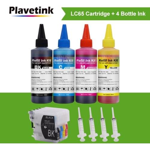 Plavetink LC 11 16 38 61 65 67 980 990 1100 Refill Ink Cartridge For Brother LC65 XL DCP-J140W 145C Printer + 400ml Bottle Ink