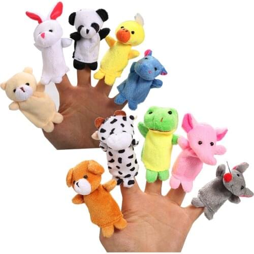 Educational Story Toy 10pc Finger Animal Puppet Plush Toys Set Zodiac Doll gift Baby Boy Girls Hand Puppet Dolls Set
