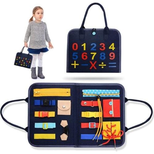 Kids Montessori Toy Toddler Busy Boards Buckle Book Zip Button Lace Up Tool Toy Activity Puzzle Board Kid Education Learning Toy