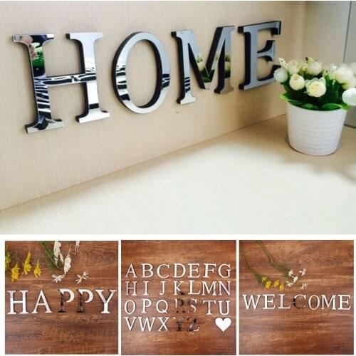 DIY 26 Letters Acrylic Mirror Wall Sticker Home Living Room Furniture Decoration