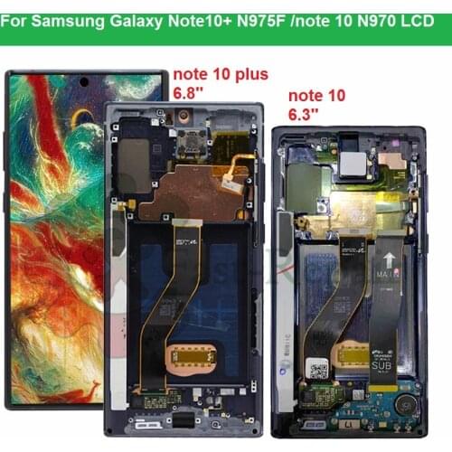 For Samsung Galaxy Note 10 Lcd N970F N9700 with Frame Display Touch Screen For samsung galaxy note 10 plus display N975 lcd