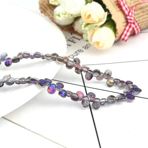 DoreenBeads Glass Beads Petaline AB Rainbow Color Jewelry DIY About 9mm x 6mm, Hole: Approx 1mm, 65cm(25 5/8") long, 1 Strand