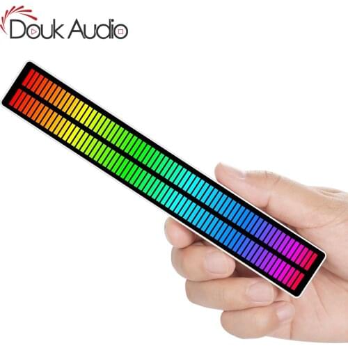 Douk Audio RGB LED Stereo MIC+LINE Music Spectrum Display Visualizer Sound Level Meter Desktop Audio Analyzer