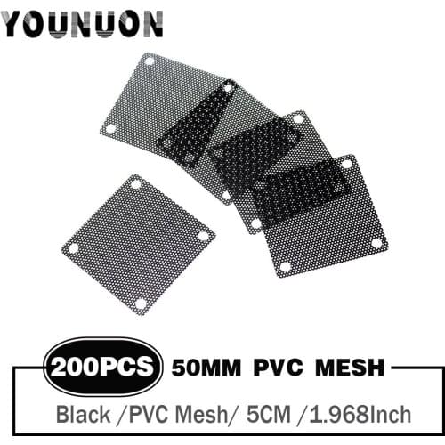 200PCS 5cm 50mm PVC Fan Filters Computer Mesh Cover Dust Cover PVC Mesh PC Fan Dust Filter Dustproof Case 50x50mm