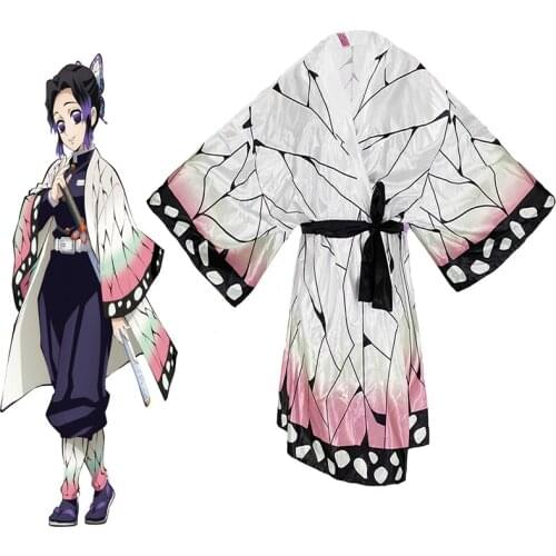 Demon Slayer Shinobu Kocho Cosplay Bathrobe Pajamas Women Bathrobe Home Clothes Halloween Cosplay Loose Sleepwears Night Gown