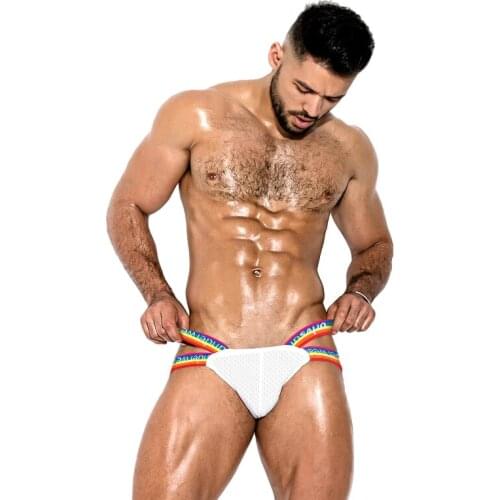 Cotton Sexy Men Underwear Jockstrap Men Gay Low Waist Breathable Mesh Man Thongs Penis Pouch Bikini Strings Slip Thong Tanga