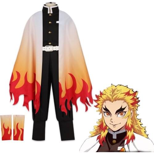 Anime Comic Demon Slayer Kimetsu no Yaiba Cosplay Costumes Rengoku Shinjurou Cosplay Costume Uniforms Halloween Blade Of Demon