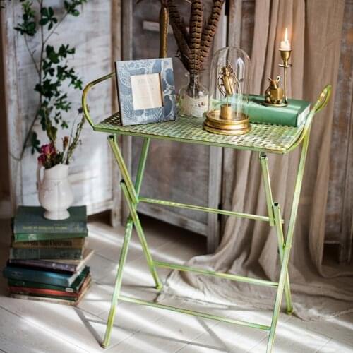 Beautiful portable folding handmade rustic metal side table antique