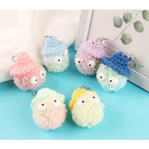 Creative Cute Fur Ball Elf Keychain Cartoon Little Monster Doll Keyring Women Men Mobile Phone Airpods Bag Pendant Key Chains