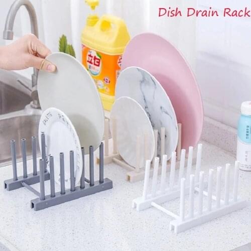 Kitchen Dish Drain Rack Plate Drying Shelf Plastic Book Cups Display Stand Pot Lid Cover Holder Organizer Drainer Detachable