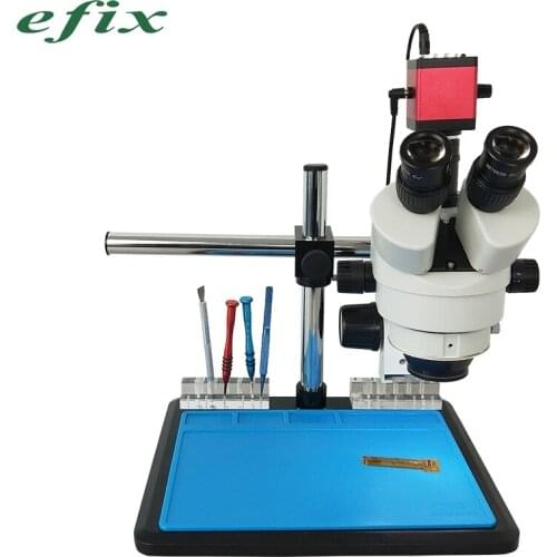Efix 13MP Simul-Focal Continuous Zoom 7~45X Trinocular Stereo Microscope HDMI VGA Camera 56 LED Universal Bracket