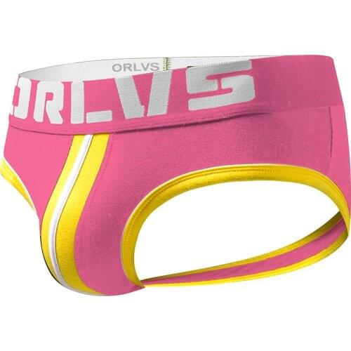 2020 ORLVS Brand Mens Erotic Gay Underwear Breathable Mesh Front Cotton Thongs Pouch Panties Double Band Bikini Briefs OR164