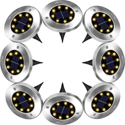 Solar Powered Ground Light Waterproof Garden Pathway Deck Lights With 8 LEDs Solar Lamp for Home Yard Driveway Lawn Road