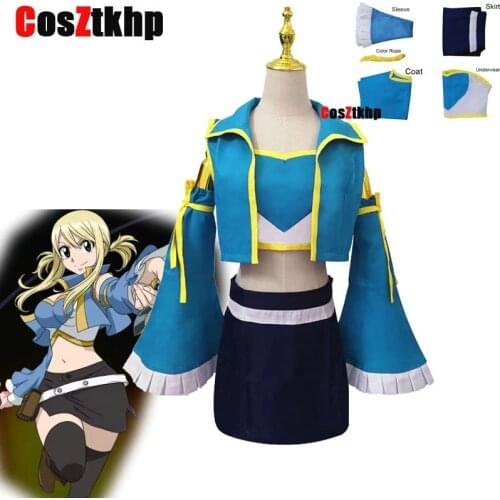 2021 New Adult Anime Costume Fairy Tail Lucy Heartfilia Cosplay Costumes Womens SKirt Halloween Party Carnival Clothing
