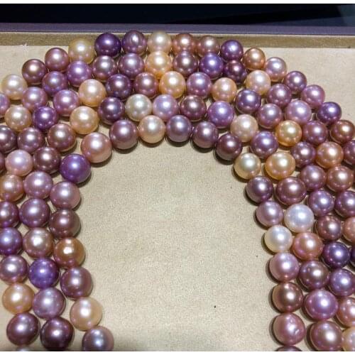 10-12mm Big Size Natural Edison Pearl Necklace Strand String Mix Pearl Color