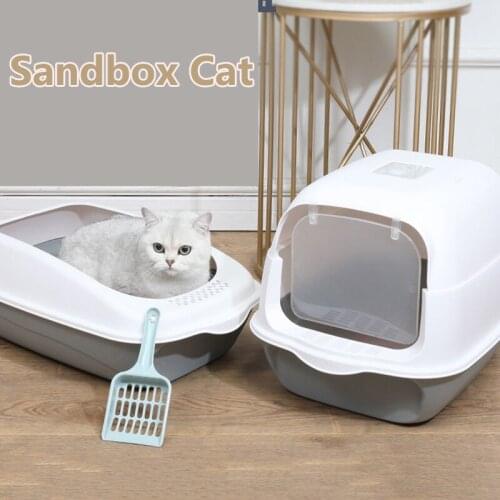 Closed Sandbox Cat litter Box Pet Toilet Anti Splash With Scoop Plastic Kitten Pet Toilet Bedpan Cat Accessories Supplies