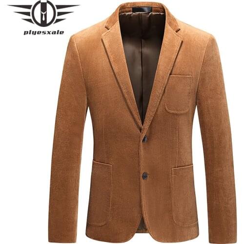 Plyesxale Luxury Brown Corduroy Blazers For Men Casual Homens Blazers Terno Masculino Slim Fit M-6XL Big Size High Quality Q928