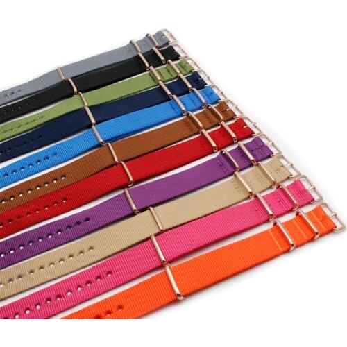Colorful Nylon Watch Band with Rose Gold Pin Buckle for NATO Fashion Wristband One-Piece Quick Release Sport Straps