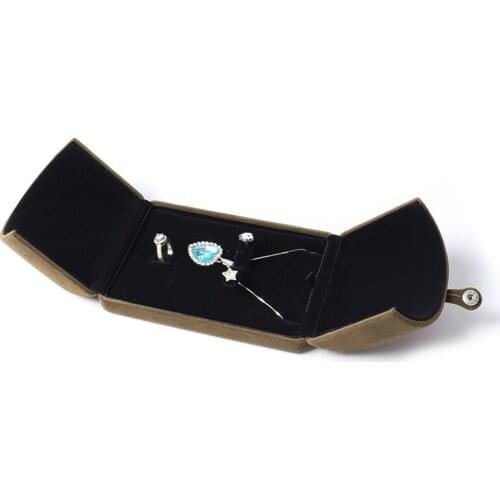 Retroid brown velet jewellery set packaging box with ring necklace earring storage for women Engagement Valentines Day gifts