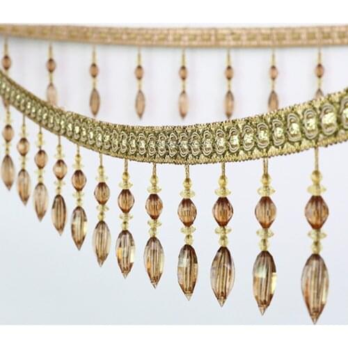 Luxury Crystal Beaded Trim for Curtains African Lace Fabric Tassel Fringe Ribbon 10 CM Width Craft Sewing Accessory