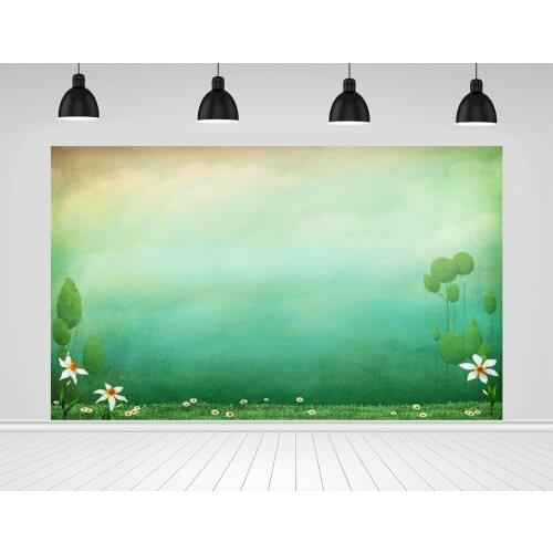 Scopiso Backdrop With Grass And Flowers Green Vinyl PhotographyBackground For Portrait Decoration Photo Studio Props
