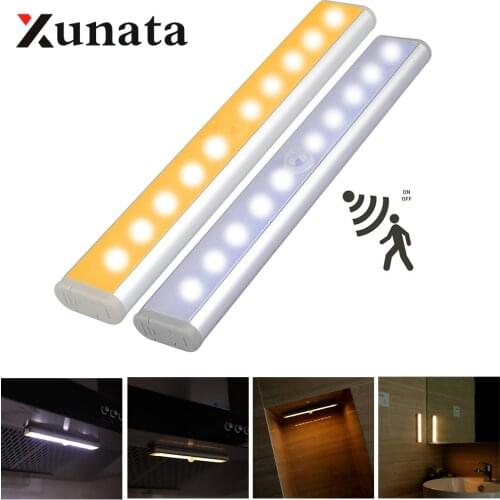 PIR Motion Sensor Cabinet Warm White / White LED Lights LED Night Light Battery PIR Wardrobe Cupboard Light 1pc