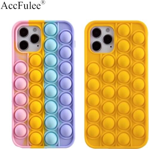Cute Cartoon Rainbow Silicon Case For Iphone 12 Pro Max 11 6 6S 7 8 Plus X XR XS Max SE 5S Reliver Stress Bubble Cover